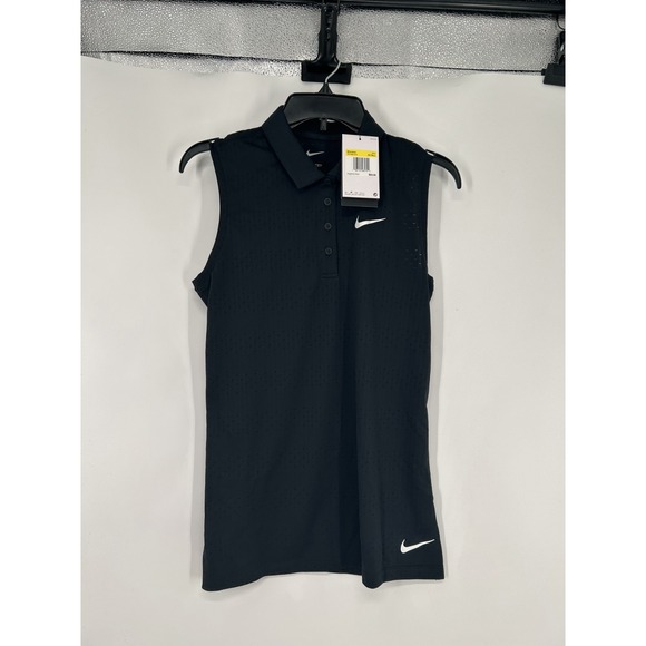 Nike Tops - Nike Victory Polo Shirt Womens ST Small Tall Black Sleeveless Dri Fit DX1509-010